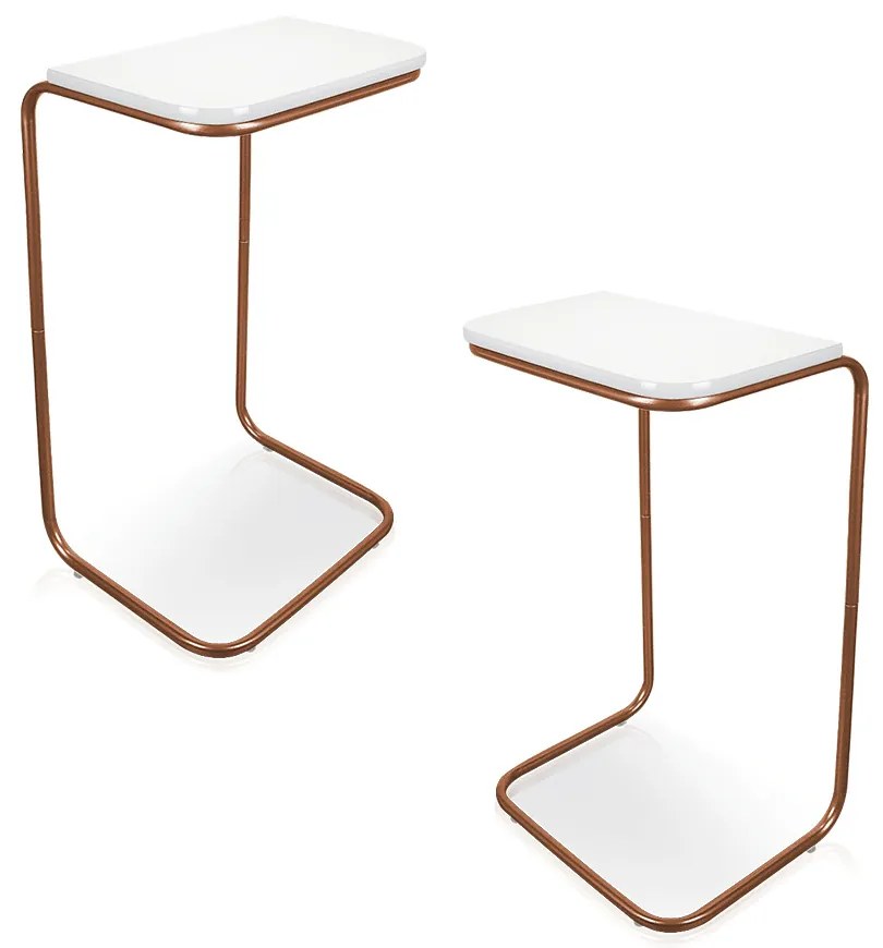 KIT 02 MESAS LATERAL TAMPO BRANCO MULTI-