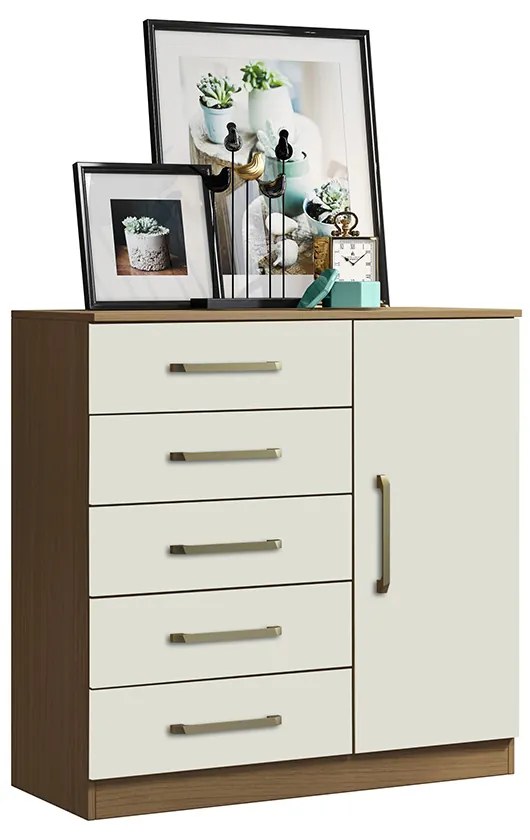 Cômoda Quarto 1 Porta Sapateira 91cm Lanaluna A09 - D'Rossi - Atacama e Off White