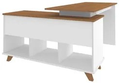 Mesa Escrivaninha em L Golden e Estante Livreiro Stela A06 Branco/Frei