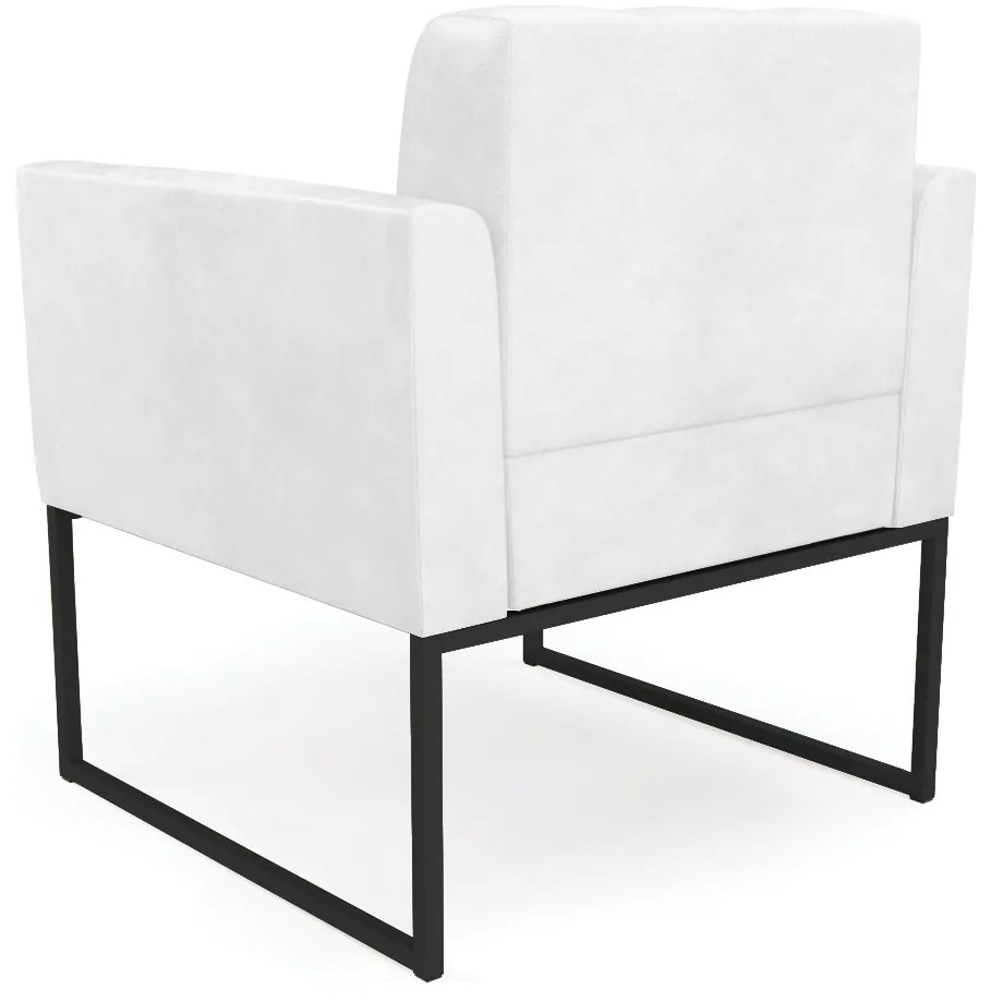 Poltrona Sala Decorativa Elisa Industrial Preto Sintético Pu D03 - D'Rossi - Couro Branco