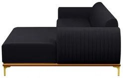 Sofá 245cm 4 Lugares com Chaise Direito Pés Gold Molino D-465 Linho Ch