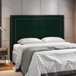 Cabeceira Cama Box Casal King 195cm Paolla Z37 Veludo Verde Musgo - Mp