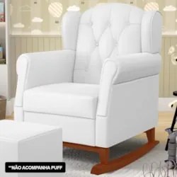 Kit 02 Poltronas Amamentação Base Madeira Balanço Lucy Z39 Sintético B