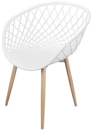 Cadeira Leroy em Polipropileno Branco com Base Aco cor Madeira - 68727 Sun House