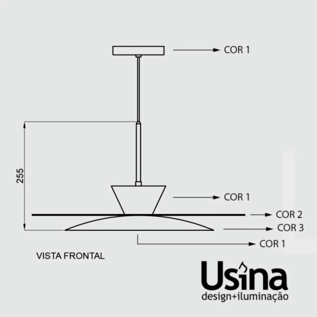 Pendente Tule Ø50X25,5Cm 1Xmr16 - Usina 25122/50 (BT - Branco Texturizado, TT-M - Titânio Metálico)