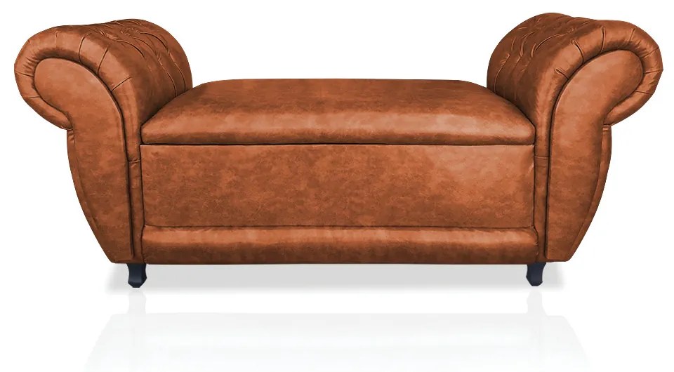 Recamier com Bau Grécia 140 cm Corano Nozes Pés Chanfrados - D'Rossi