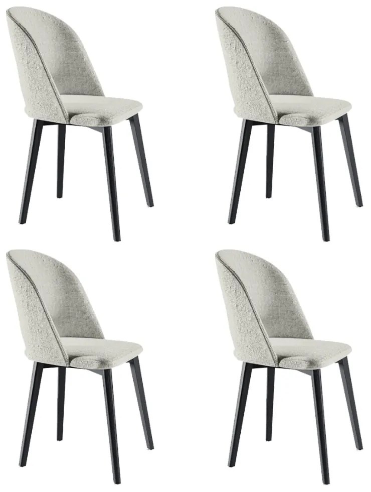 Kit 4 Cadeiras Decorativas Sala de Jantar Madeira Maciça Hadassa Linho Bege/Ébano G13 - Gran Belo