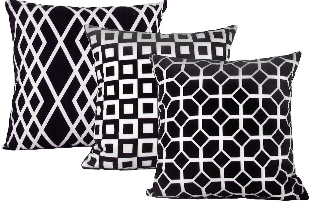 3 Capas para Almofada Soft Turim Geométrico Preto 43x43cm