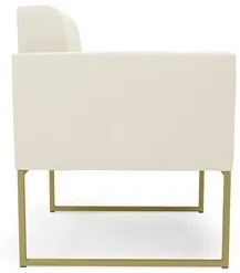 Sofá Namoradeira e 2 Poltronas Base Industrial Dourado Ana Veludo Bege