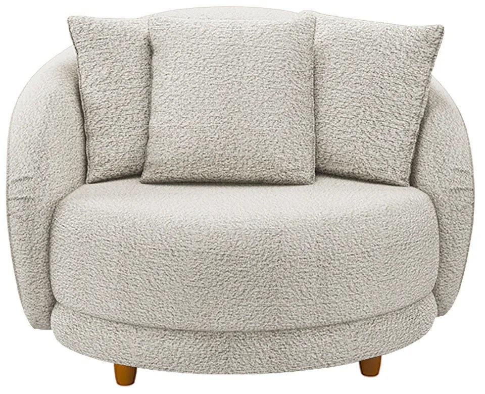 Poltrona Decorativa Base Fixa Galáxia com Almofadas Boucle Branco G45 - Gran Belo