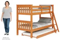 Treliche Solteiro Juvenil com Escada Móvel Joy Z40 Mel Acetinado - Mpo