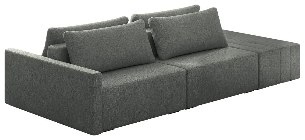 Sofá Ilha Modulado Milos 232cm Puff Lateral Linho Cinza Escuro G33 - Gran Belo