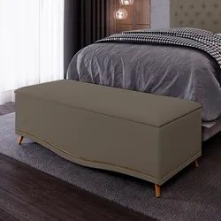 Calçadeira Baú Casal 140cm com Tachas Imperial J02 Sintético Areia - M