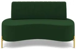 Sofá 2 Lugares 160cm Pés Aço Dourado Tamar Veludo Verde Z08 - Mpozenat