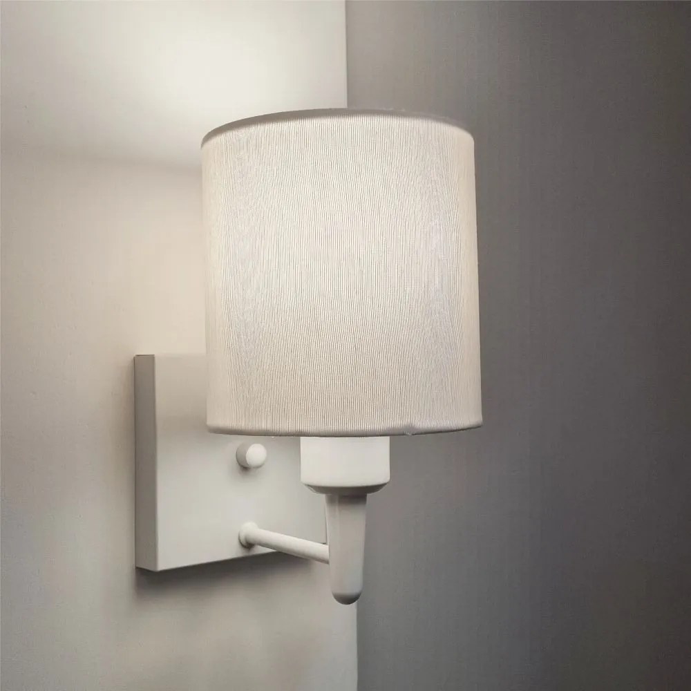 Arandela Quadrada Md-2033 Branco Cúpula em Tecido Cilíndrica Branco - Bivolt