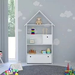 Estante Casinha Infantil Organizadora Com Nichos 2 Gavetas Daisy Branc