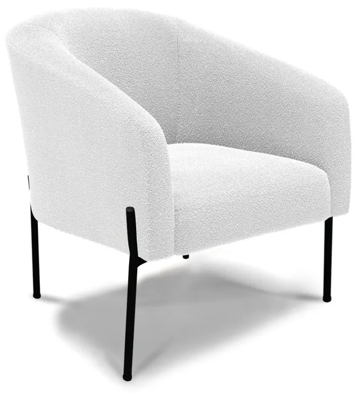 Poltrona Sala Decorativa Pé de Ferro Preto Stella Bouclê D03 - D'Rossi - Off White