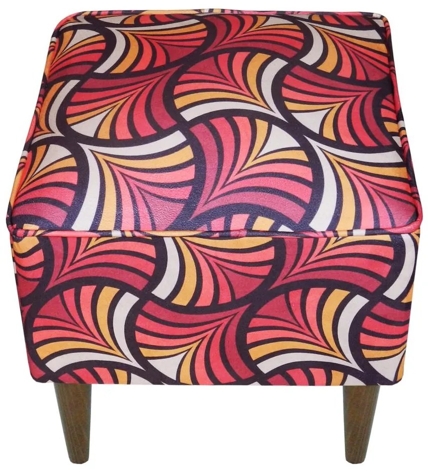 Puff Quadrado Milão Suprema em Suede com Pés Palito - Leque