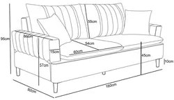 Sofá Living 2 Lugares 160cm com Almofadas Veras D05 Boucle Bege - Mpoz