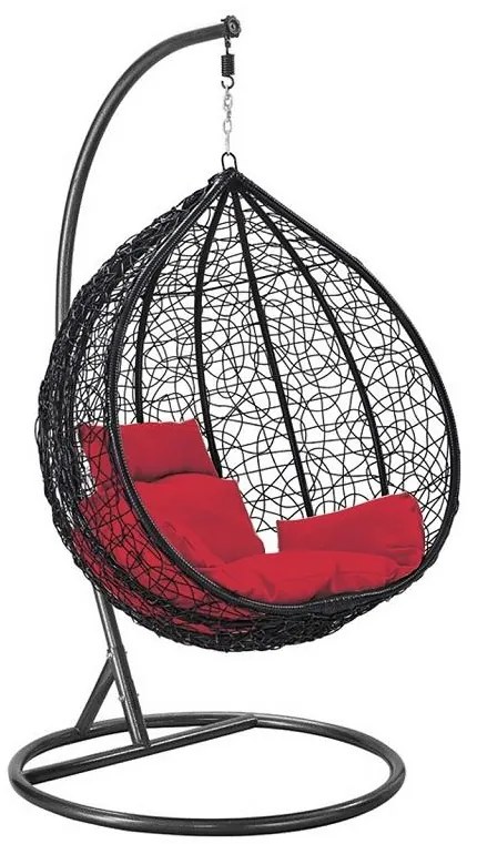 Cadeira Balanço Poltrona Rede Teto Ovo Varanda Sacada Jardim - Preto Vermelho