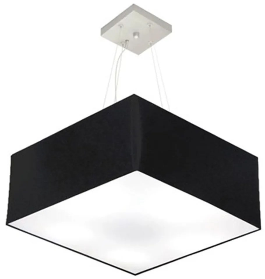Lustre Pendente Quadrado Md-4040 Cúpula em Tecido 21/50x50cm Preto - Bivolt