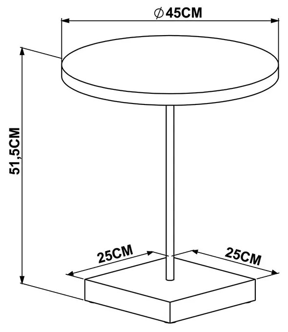 Mesa Lateral Redonda Estilo Industrial Márquina Base Metálica Preto 51 cm A05 - D'Rossi