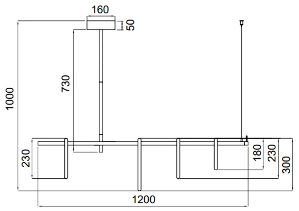 Pendente Ellos Com Haste Fixa 04 Argolas Magnéticas 120X100X30Cm Led 5... (Branco / Champanhe)