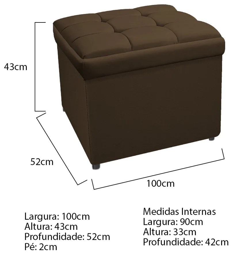 Calçadeira Copenhague 100 cm Solteiro Suede Marrom - ADJ Decor