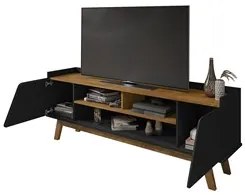 Rack Bancada para TV 65 Pol 160cm Titan B02 Preto Fosco/Naturalle - Mp