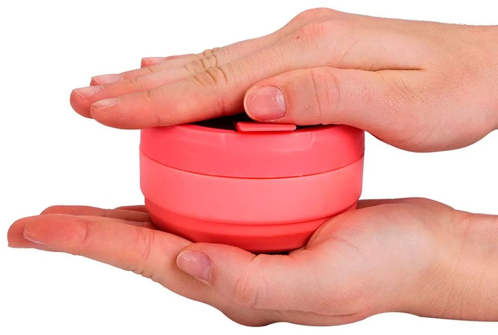 Copo Retrátil Dobrável de Silicone Coral
