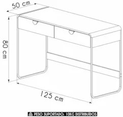 Escrivaninha Mesa com 2 Gavetas 125cm Mario Nero/Preto A10  - Mpozenat