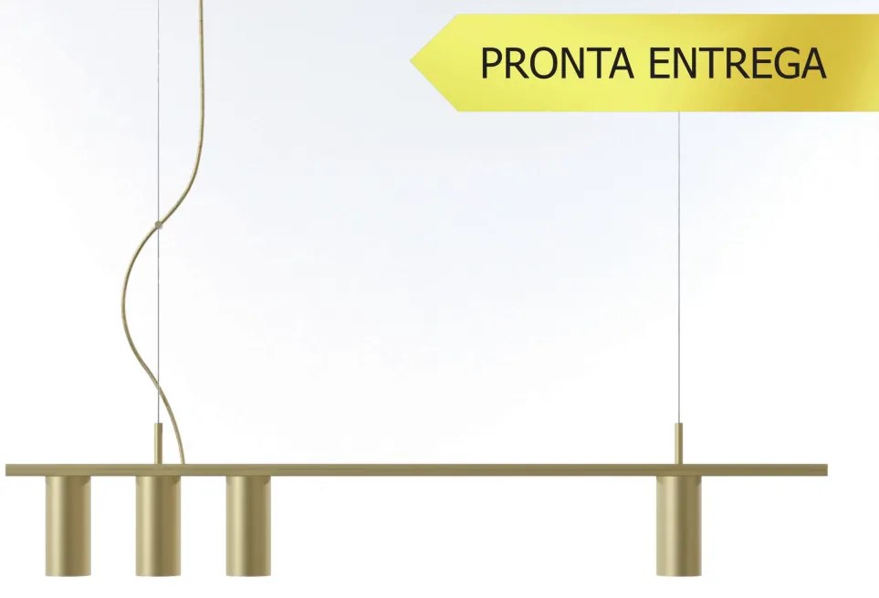 Pendente Retângular 100X5,5X18,5Cm Tubo Assimetrico Alumínio 4Xmr16 -... (PRETO)