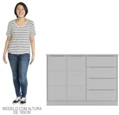 Cômoda Infantil 2 Portas 4 Gavetas Lua Z39 Cinza - Mpozenato