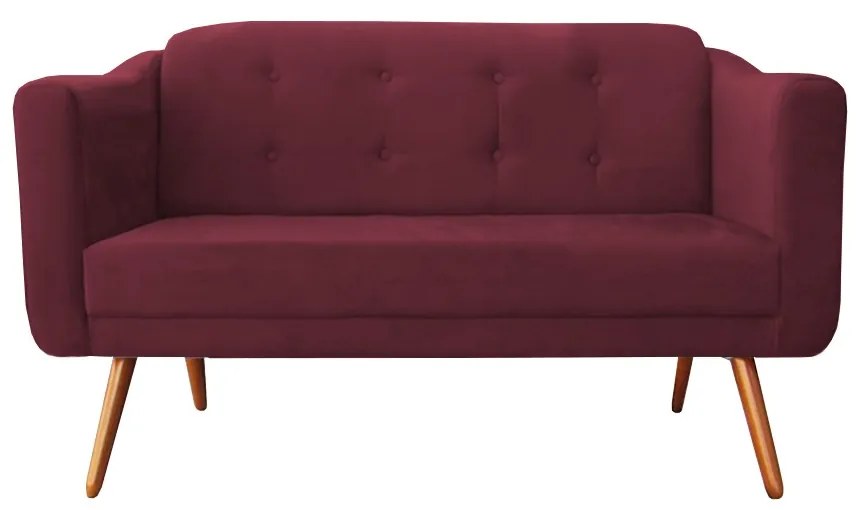 Namoradeira Bruna 1,40 m 2 Lugares Pés Palito Suede Bordô