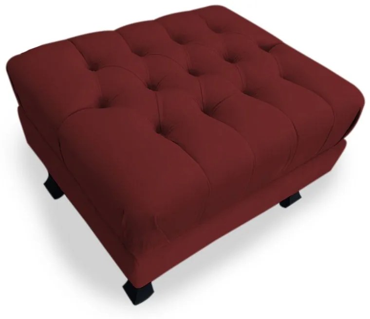 Puff Baú Decorativo Luis XV Capitonê 60x50cm Suede Bordô - Sheep Estofados - Vermelho escuro