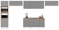 Armário de Cozinha Modulada 5 Peças CP15 Balcão com Pia Inox Castanho/