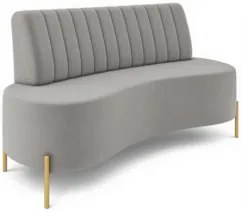 Sofá 2 Lugares 160cm Pés Aço Dourado Tamar Veludo Cinza Z08 - Mpozenat