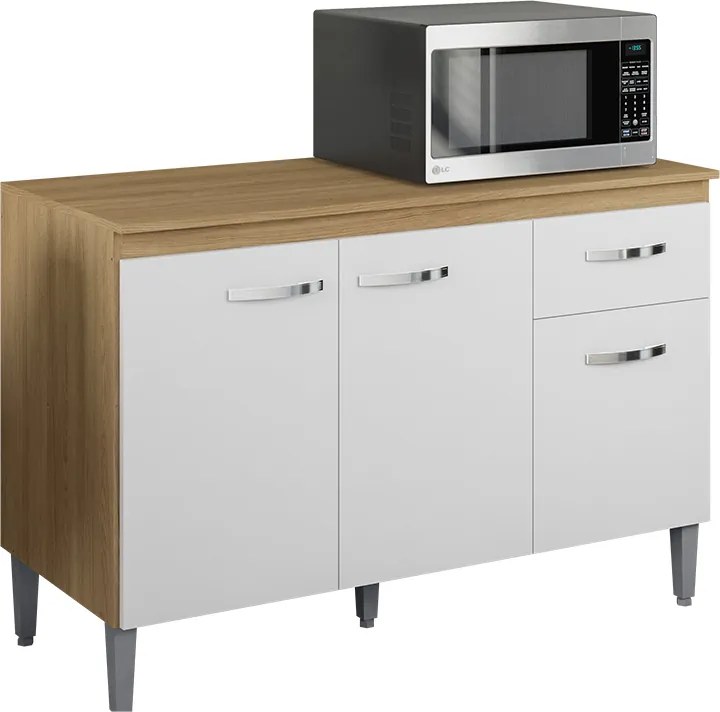 Balcão Cozinha com Tampo 120cm 3 Portas 1 Gaveta Michely A01 - D'Rossi - Preto
