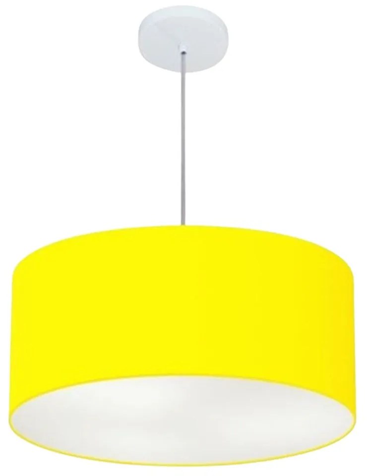 Lustre Pendente Cilíndrico Md-4100 Cúpula em Tecido 50x25cm Amarelo - Bivolt