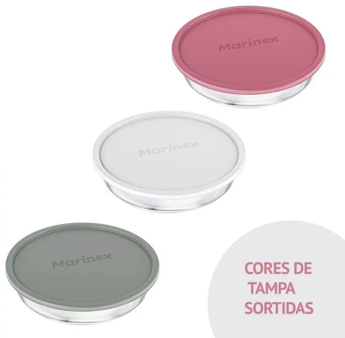 Assadeira Redonda Com Tampa Plástica Marinex 2,4L