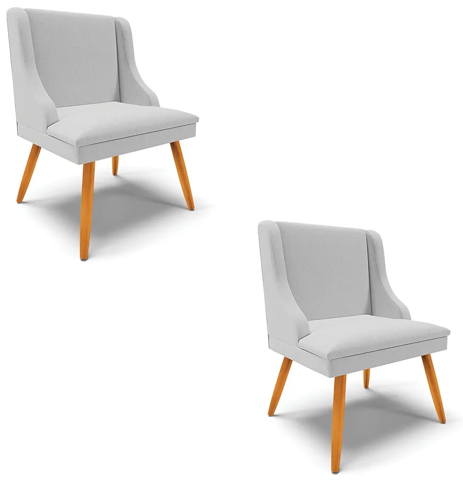 Kit 2 Cadeiras de Jantar Liz Linho Pés Palito Castanho D03 - D'Rossi  - A05 Cinza