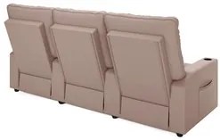 Poltrona de Cinema Reclinável 3 Lugares Baú USB Mallie FH9 Veludo Rosê