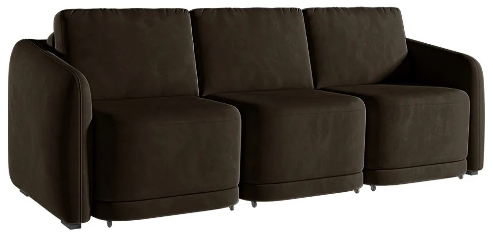 Sofá Cama Modulado Retrátil e Reclinável Decorativo Varsóvia 246cm Veludo Marrom G33 - Gran Belo