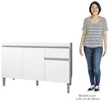 Balcão Gabinete Para Pia Sem Tampo 120cm 3 Portas e 1 Gaveta Tatiane B