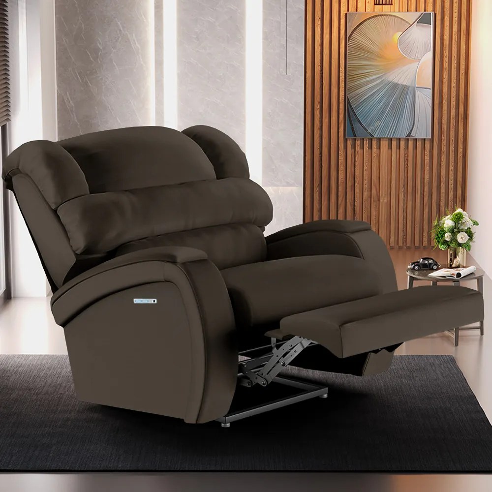 Poltrona do Papai Reclinável Napoli Elétrica Botão LED Massagem PU FH1 - D'Rossi - Marrom