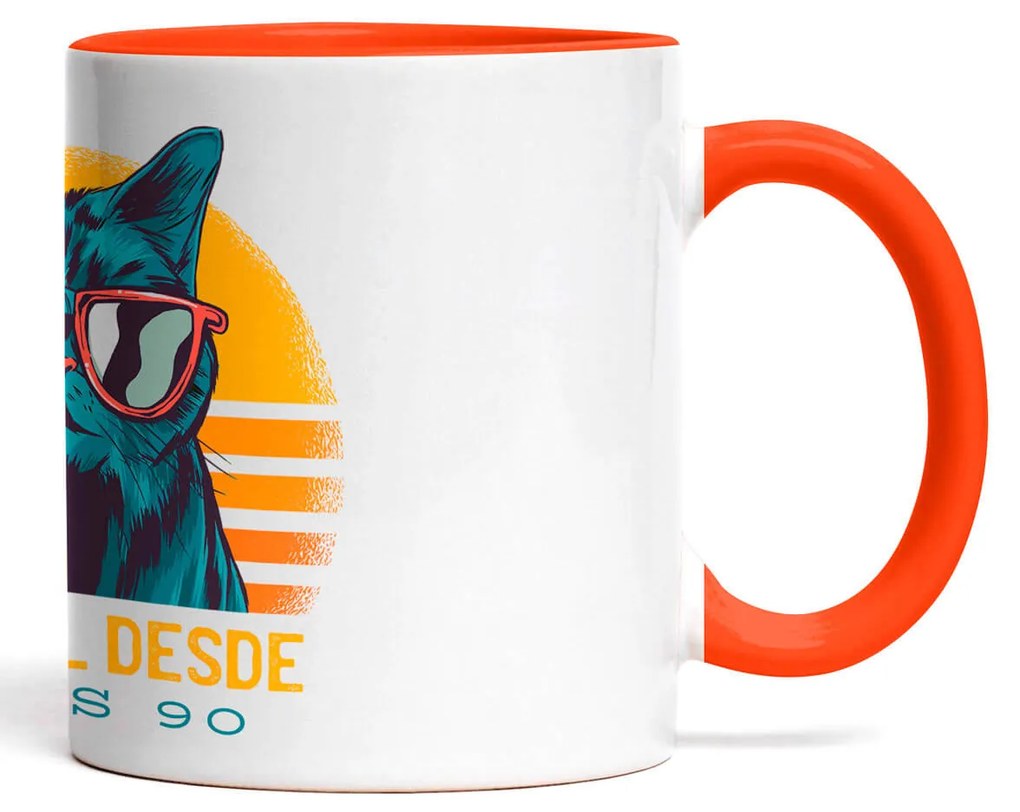 Caneca Incrível Desde Anos 90 Geek Nerd Branca com Alça Laranja