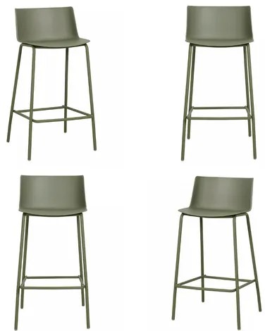 Kit 04 Banquetas Ipanema Alta Verde Aloe Base Aço - 73002 Sun House