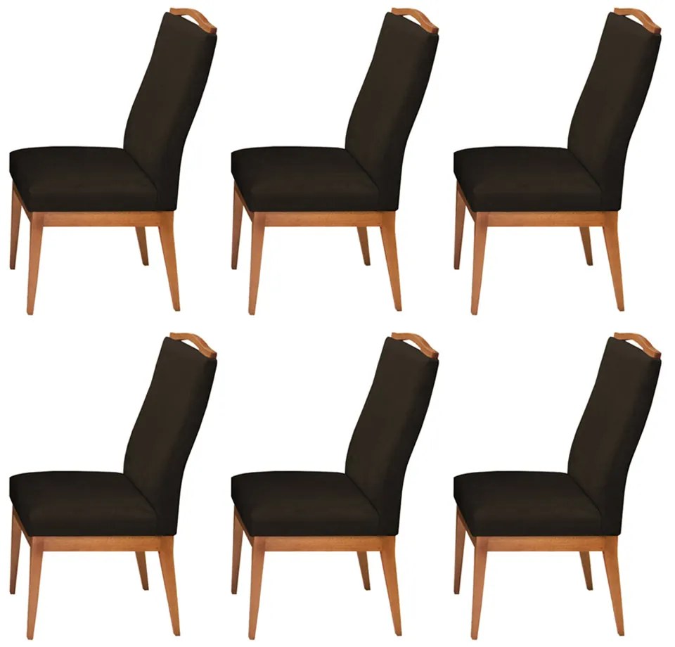 Conjunto 6 Cadeiras Decorativa Lara Veludo Marrom