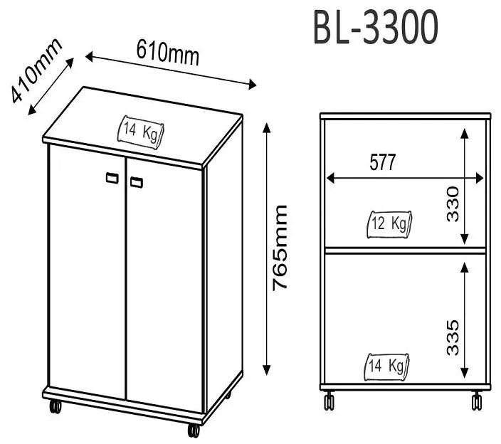 Balcão Armário 2 portas multifuncional Microondas Branco