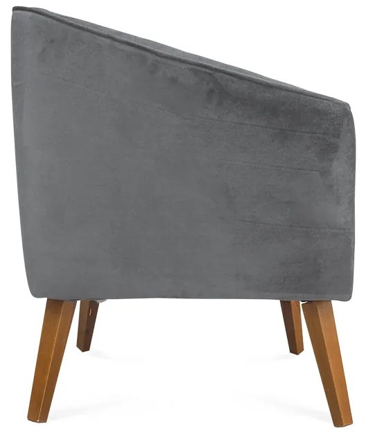 Kit 2 Poltronas Decorativas Dalia Pés de Madeira Suede Cinza - Sheep Estofados - Cinza
